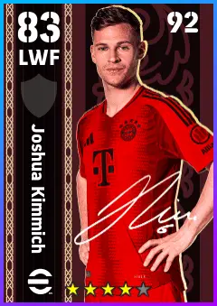 Joshua Kimmich eFootball 2026 player card — 83 OVR LWF