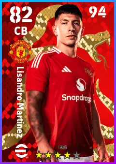 Lisandro Martinez eFootball 2026 player card — 82 OVR CB
