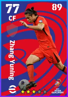 Zhang Yuning eFootball 2026 player card — 77 OVR CF