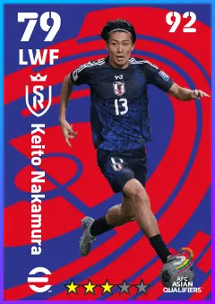 Keito Nakamura eFootball 2026 player card — 79 OVR LWF