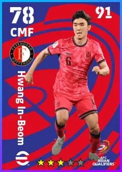 Hwang In-Beom eFootball 2026 player card — 78 OVR CMF