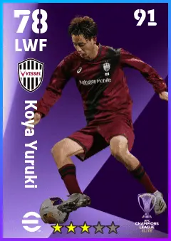 Koya Yuruki eFootball 2026 player card — 78 OVR LWF