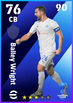 Bailey Wright eFootball 2026 player card — 76 OVR CB