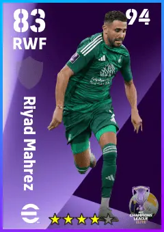 Riyad Mahrez eFootball 2026 player card — 83 OVR RWF