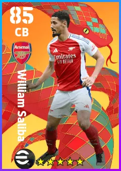 William Saliba eFootball 2026 player card — 85 OVR CB