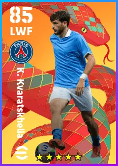 K. Kvaratskhelia eFootball 2026 player card — 85 OVR LWF