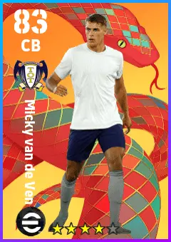 Micky van de Ven eFootball 2026 player card — 83 OVR CB
