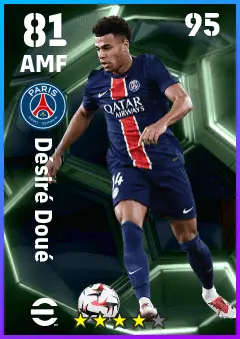 Desire Doue eFootball 2026 player card — 81 OVR AMF