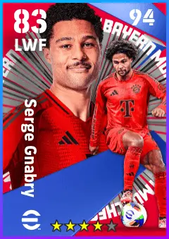 Serge Gnabry eFootball 2026 player card — 83 OVR LWF