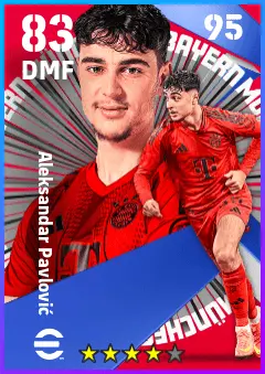 Aleksandar Pavlovic eFootball 2026 player card — 83 OVR DMF
