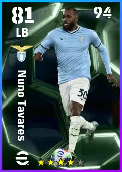 Nuno Tavares eFootball 2026 player card — 81 OVR LB