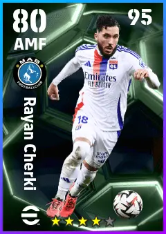 Rayan Cherki eFootball 2026 player card — 80 OVR AMF
