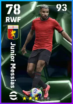 Junior Messias eFootball 2026 player card — 78 OVR RWF