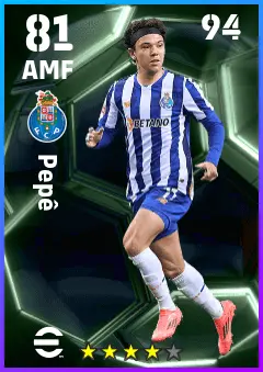 Pepe eFootball 2026 player card — 81 OVR AMF