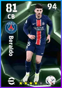 Lucas Beraldo eFootball 2026 player card — 81 OVR CB