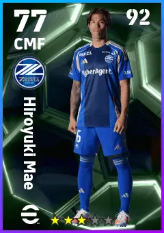Hiroyuki Mae eFootball 2026 player card — 77 OVR CMF