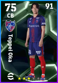 Teppei Oka eFootball 2026 player card — 75 OVR CB