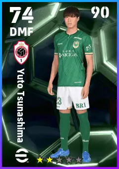 Yuto Tsunashima eFootball 2026 player card — 74 OVR DMF