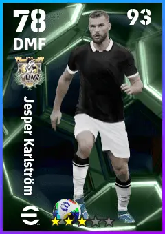 Jesper Karlstrom eFootball 2026 player card — 78 OVR DMF