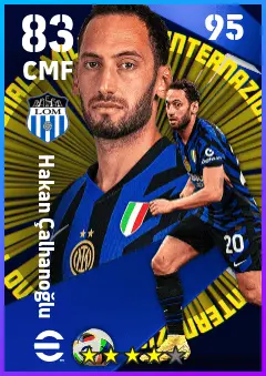 Hakan Calhanoglu eFootball 2026 player card — 83 OVR CMF