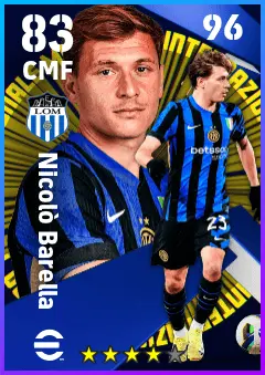 Nicolo Barella eFootball 2026 player card — 83 OVR CMF