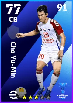 Cho Yu-Min eFootball 2026 player card — 77 OVR CB