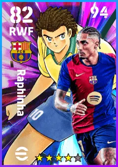 Raphinha eFootball 2026 player card — 82 OVR RWF
