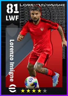 Lorenzo Insigne eFootball 2026 player card — 81 OVR LWF