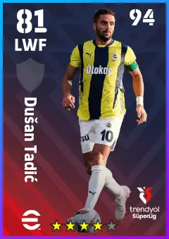 Dusan Tadic eFootball 2026 player card — 81 OVR LWF