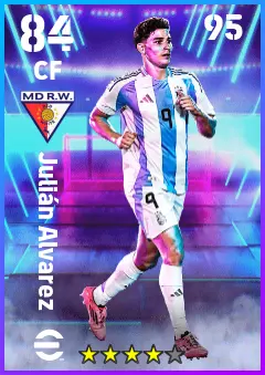 Julian Alvarez eFootball 2026 player card — 84 OVR CF