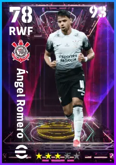 Angel Romero eFootball 2026 player card — 78 OVR RWF
