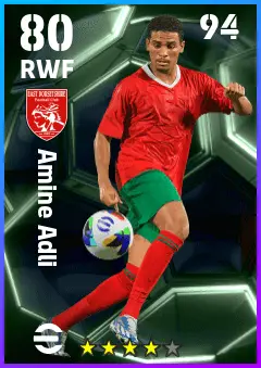 Amine Adli eFootball 2026 player card — 80 OVR RWF