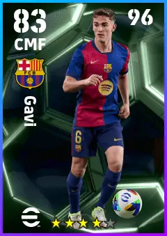 Gavi eFootball 2026 player card — 83 OVR CMF