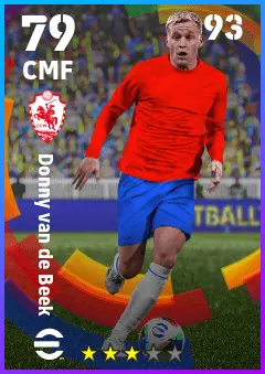 Donny van de Beek eFootball 2026 player card — 79 OVR CMF