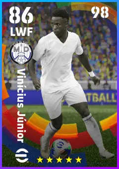 Vinicius Junior eFootball 2026 player card — 86 OVR LWF