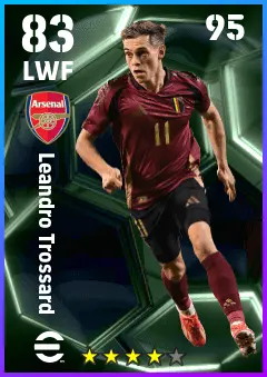 Leandro Trossard eFootball 2026 player card — 83 OVR LWF