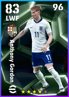 Anthony Gordon eFootball 2026 player card — 83 OVR LWF
