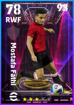 Mostafa Fathi eFootball 2026 player card — 78 OVR RWF