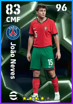 Joao Neves eFootball 2026 player card — 83 OVR CMF