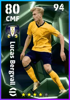 Lucas Bergvall eFootball 2026 player card — 80 OVR CMF