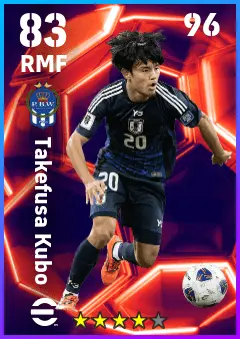 Takefusa Kubo eFootball 2026 player card — 83 OVR RMF