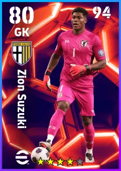 Zion Suzuki eFootball 2026 player card — 80 OVR GK