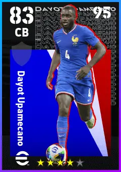 Dayot Upamecano eFootball 2026 player card — 83 OVR CB