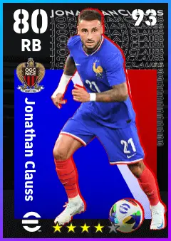 Jonathan Clauss eFootball 2026 player card — 80 OVR RB