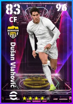 Dusan Vlahovic eFootball 2026 player card — 83 OVR CF