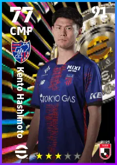 Kento Hashimoto eFootball 2026 player card — 77 OVR CMF
