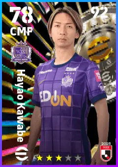 Hayao Kawabe eFootball 2026 player card — 78 OVR CMF