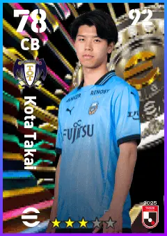 Kota Takai eFootball 2026 player card — 78 OVR CB