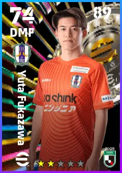 Yuta Fukazawa eFootball 2026 player card — 74 OVR DMF