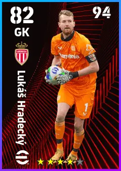 Lukas Hradecky eFootball 2026 player card — 82 OVR GK